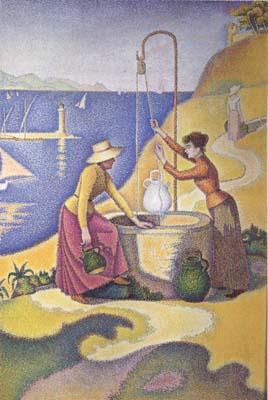 Paul Signac Women at the Well (Young Provencal Women at the Well) (mk06) Norge oil painting art